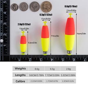 Hot Selling 1 Inch 1.5 Inch 2 Inch <span class=keywords><strong>3</strong></span> Inch <span class=keywords><strong>3</strong></span>.5 Inch Vissen Verzwaard Schuim Sigaar Vlotter - Product Image 4