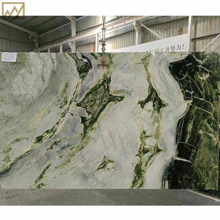 KINGS-WING Verde Feji Marble Green Slab Modern Dining Table Furniture Reception Counter Marble Custom Slab