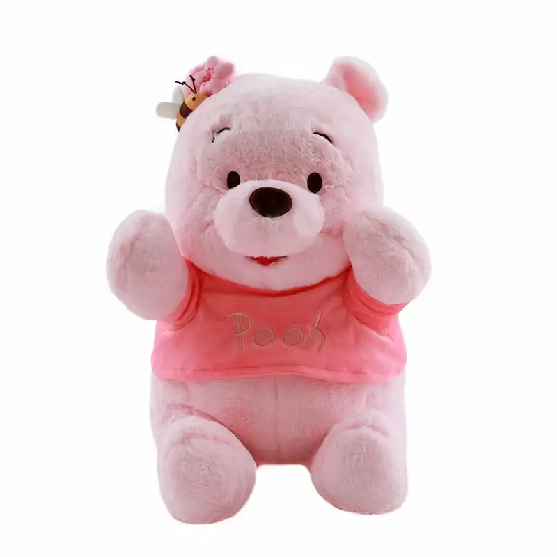 Muñeca de oso de peluche rosa flor de cerezo de dibujos animados, muñeca de corazón de niña rosa, juguete suave de piel de conejo, almohada, regalo de vacaciones para niña