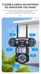 <strong>HI</strong> Easy 4 Lens Camara 16X ZOOM Bidirectional Voice Dual-light Source Wifi 360PIR Humanoid Tracking Wireless Network <strong>Camera</strong> - Product Image 5