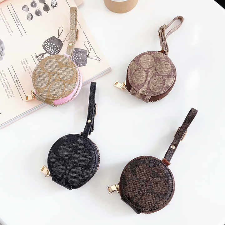 Designer PU Leather Circular  case  for Airpods  Cases  Luxury Style  Wireless Headset Bag for Airpo