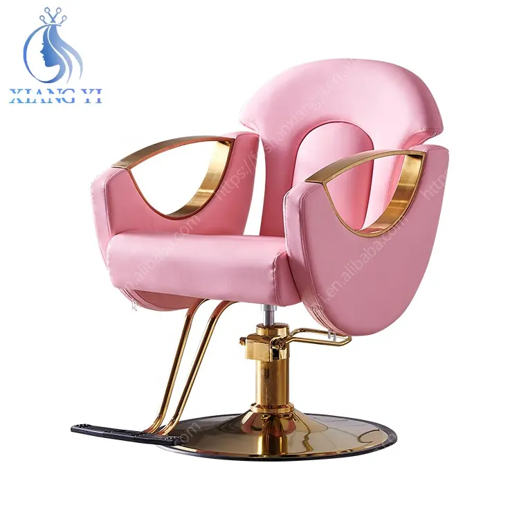 Wholesale Classic Pink Gold Barber Chair Reclining Hair Styling barber Chair