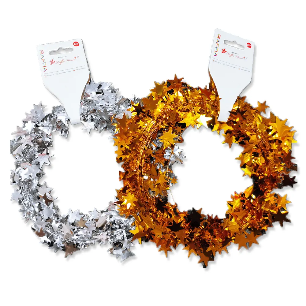 Elsas Weihnachts streifen Metallic Glitter Band Sterne Garland Party hängen Dekoration Festliche Verzierung
