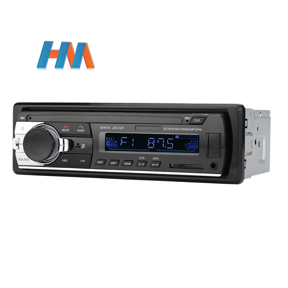 JSD520-REPRODUCTOR DE MÚSICA Digital para coche, Radio Estéreo MP3 con entrada auxiliar en tablero, BT 60Wx4, FM, 1Din