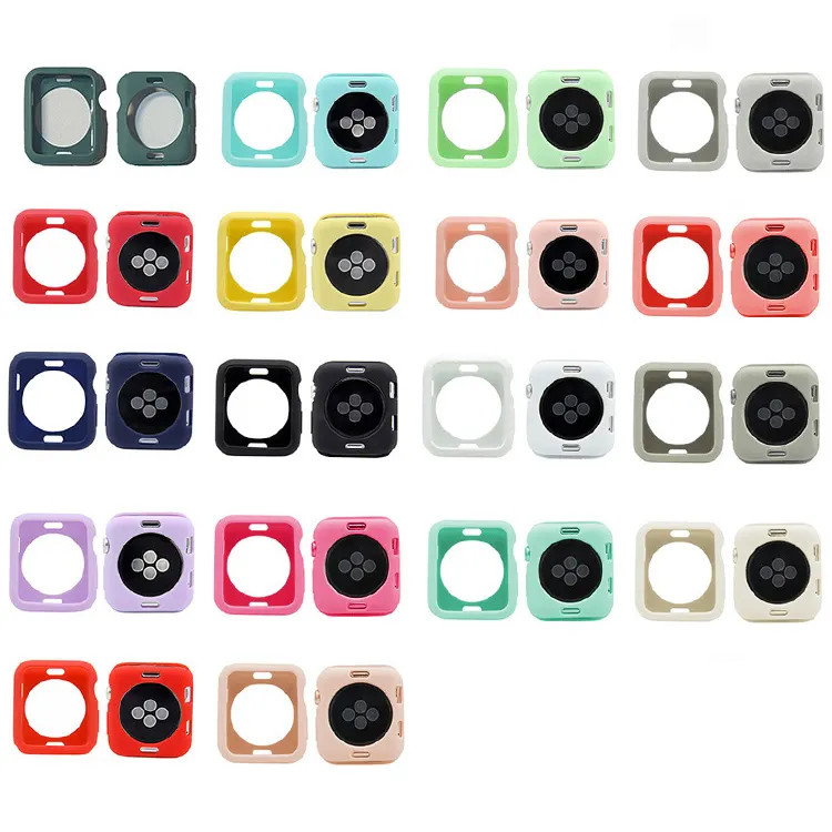 Pare-chocs Tschick pour Apple Watch série 6 SE 5 4 3 coque pour iWatch couleur bonbon TPU protecteur mince bande Ultra-mince 40mm 44mm