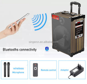 JQS910S yüksek kalite iyi ses büyük güç 10 inç ahşap arabası hoparlör TWS şarj edilebilir ahşap açık ses MIC ile - Product Image 5