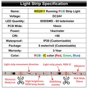 Beliebte RGB 60Led Smart Running Strip LED-Leuchte 24V mit Power Controller Set