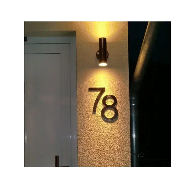백라이트 led 집 금속 번호 스테인레스 스틸 led 집 번호판 집 주소 번호