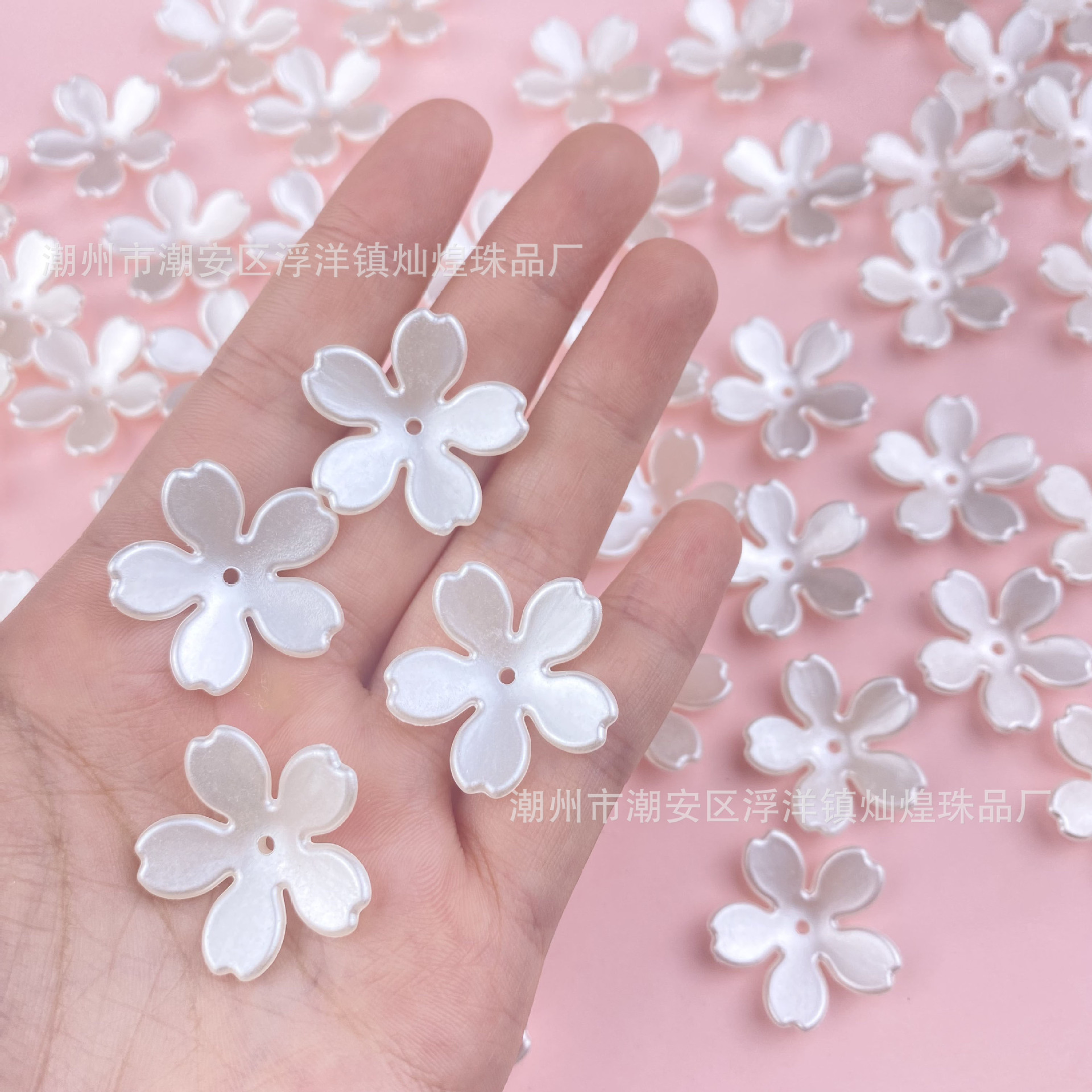 Fleur nacrée à cinq pétales blanc cassé