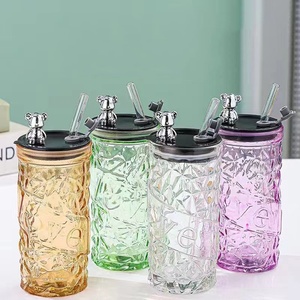 Diamond <strong>LOVE</strong> Bear Sustainable Glass Water Bottle Creative Direct Drinking <strong>Cup</strong> for Adults for Weddings - Product Image 1