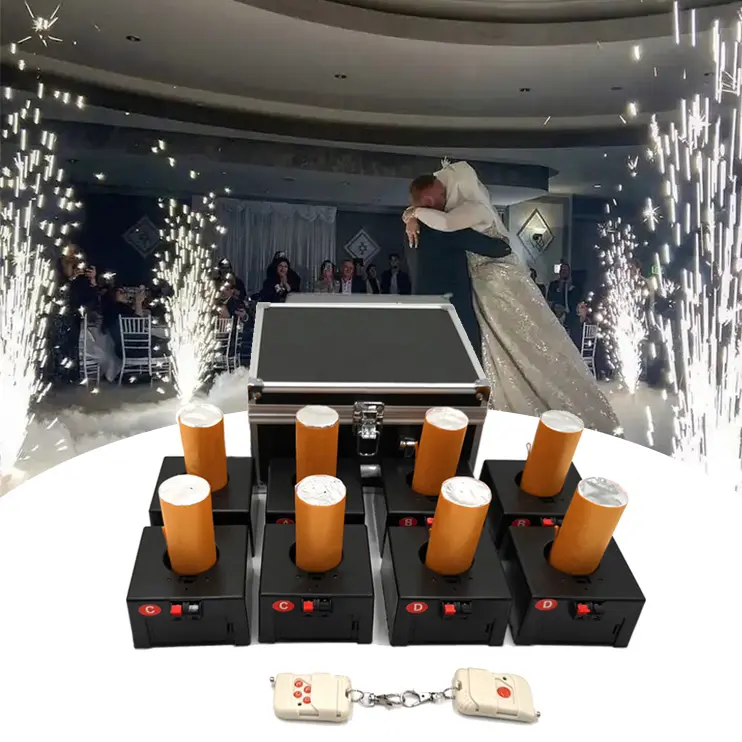 Sistem pengapian kembang api air mancur es 8 penerima sistem tembak pirotechnic panggung air mancur dingin untuk acara pesta pernikahan
