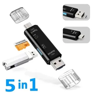 Sıcak satış Mini yüksek hızlı 5 In 1 tip C mikro Usb çoklu bellek kart okuyucu Usb 3.0 Otg cep telefonu Tf kart okuyucu - Product Image 2