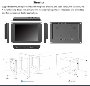 Lilliput TK1040 Metal Monitor de pantalla táctil de marco abierto industrial de 10,4 pulgadas con entradas HDMI/VGA/DVI/YPbPr/AV1/AV2/s-video - Product Image 5