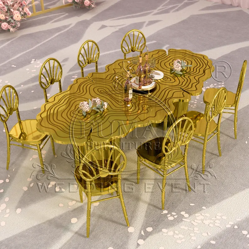 Moda altın paslanmaz çelik yemek masası seti yemek odası