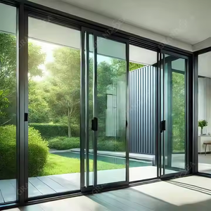 Hiện đại đôi Bảng điều khiển nhôm trượt cửa kính và cửa sổ Windproof phân vùng tiêu chuẩn Úc cho khách sạn và hàng hiên - Product Image 1