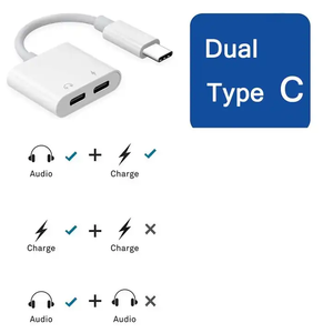 Dual Type c Headphone Aux Adapter Cable Converter Type-C Headphone Adapter <strong>2</strong> <strong>in</strong> <strong>1</strong> Type c Audio Adapter for Samsung - Product Image 3
