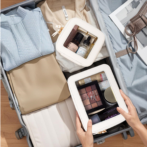 Sang Trọng Biểu Tượng Tùy Chỉnh Thư Chuyên Nghiệp Pouch Dây Kéo Trường Hợp Cho Vệ Sinh Cá Nhân Du Lịch Tái Sử Dụng Lớn Rõ Ràng PVC PU Da Mỹ Phẩm - Product Image 4