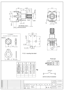 半/plumm轴旋转编码器，手柄长度15毫米/20毫米代码开关/EC11/带开关的数字电位器5Pin - Product Image 2