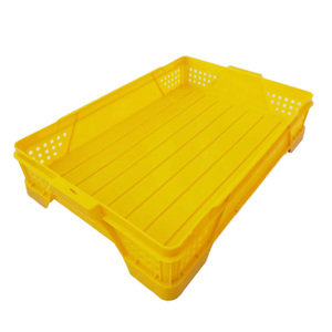 Caja de plástico de alta resistencia PP para melocotón, malla apilable plegable, caja de verduras para almacenar pan, función de anidación, almacenamiento eficiente