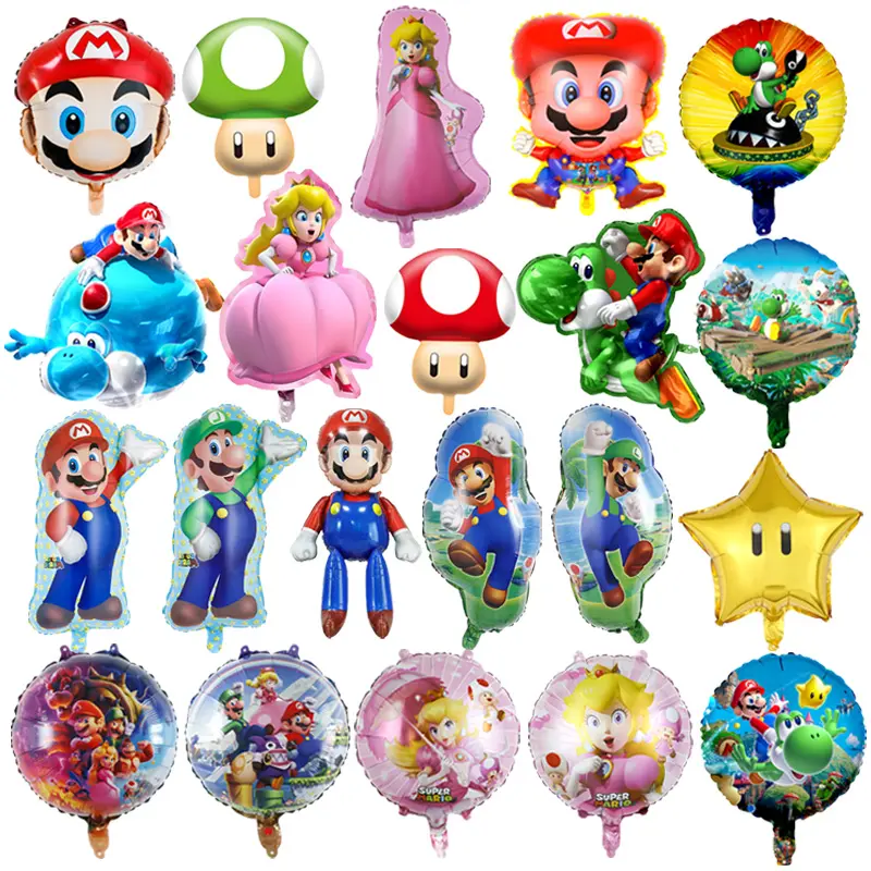 Cartoon Peach Princess Foil Balloons Super hero Mario Bros Louis Helium Balloons Peach Birthday Party Decoration Game Theme Ball