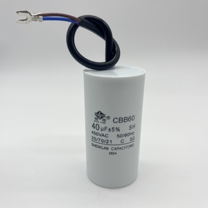 CBB60电容器30uf 40uf 50uf聚丙烯薄膜插入PBT阻燃外壳，用于电机启动洗衣机电容器 - Product Image 1