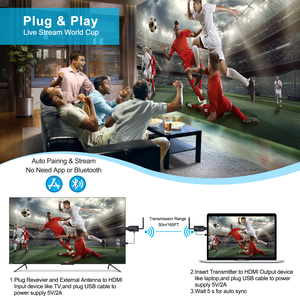 ワイヤレスHDTV 5.8GHz 50Mトランスミッター受信機プラスチック材料1 Tx〜4 Rxカメラ用PC〜TV Proje - Product Image 6