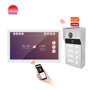 Videoportero Wifi de 10 ", sistema de teléfono para puerta de apartamento, monitores, cámara de puerta de acceso RFID para 1 ~ 4 apartamentos familiares - Product Image 1