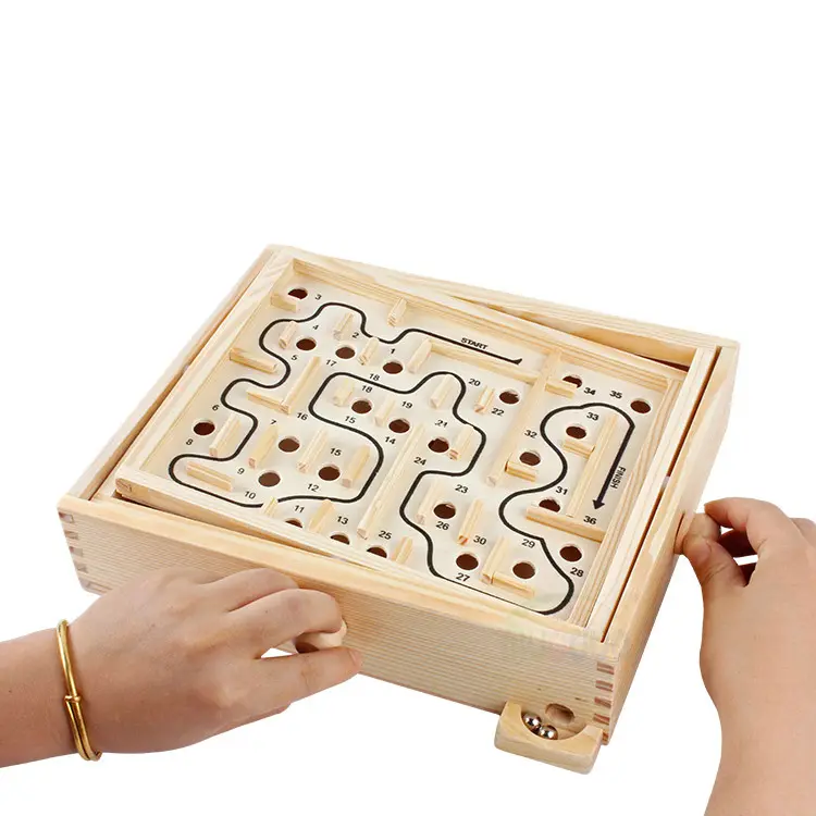 Holz Mathe Block Kinder Erwachsene Interaktive Desktop Balance Ball Handkurbel Spur Perle Labyrinth Puzzle Lernspiel