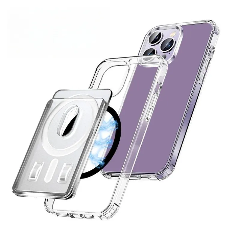 Magnetic card holder wallet with stand for phone wallet mobile card holder stick magnetic wallets