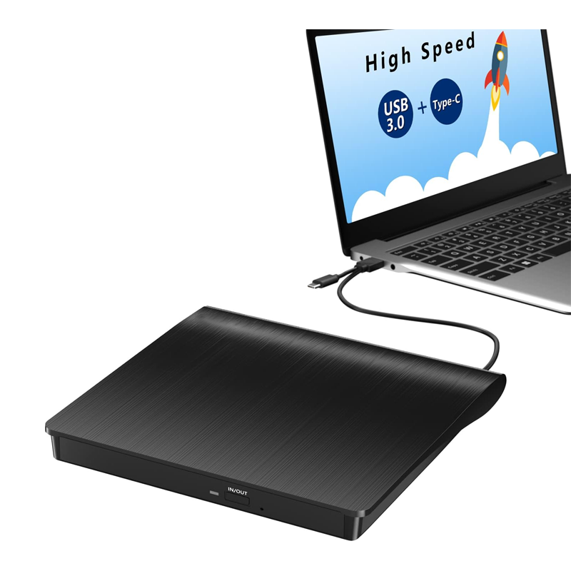 Black 12.7mm USB3.0+Type-C DVD-RW