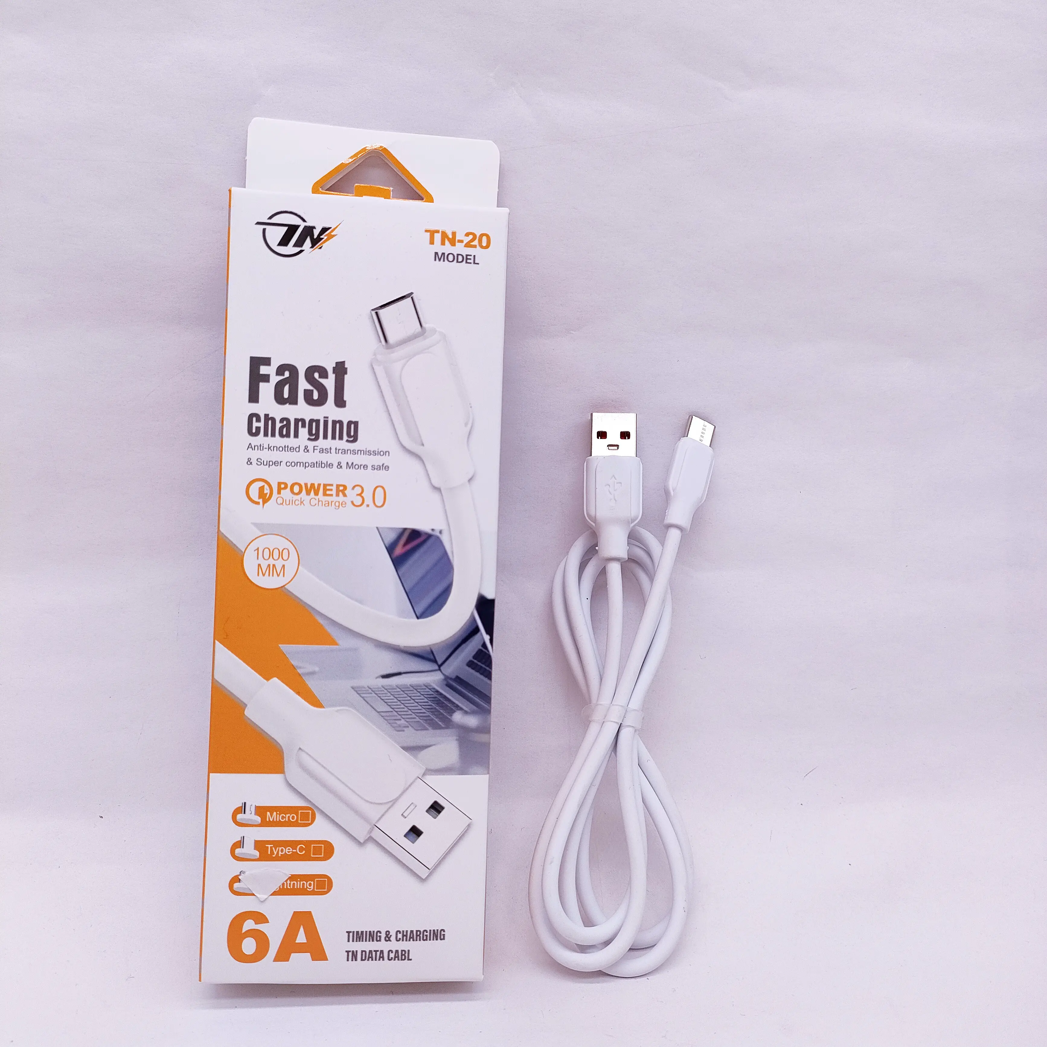 Preço barato Micro Usb Cable Tipo c Fast Charge Data Cable Para Android Mobile Phone Quick Charge Data Cable Branco