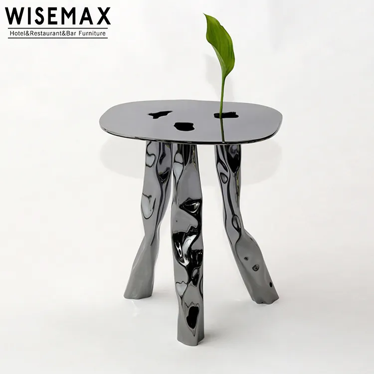 WISEMAX группа новая мебель ручной работы современный дизайн круглый журнальный столик черный из нержавеющей стали торцевой стол чайный столик