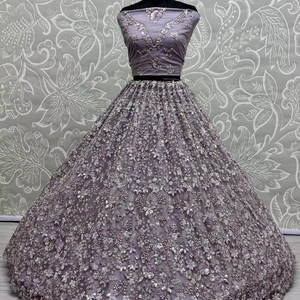 Extraordinary sequins Flower Pattern Embroidery with Thread work <strong>Designer</strong> Lehenga choli bulk product - Product Image 1