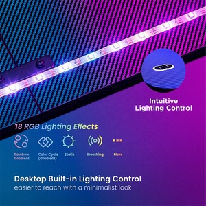 GMD09 RGB L-образный игровой стол для компьютера, дешевый лучший игровой стол, розовый черный большой игровой компьютерный стол - Product Image 4