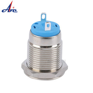 12mm hoher Spülkopf 1NO Momentan funktion Wasserdichter Druckknopf schalter Metall knopfsc halter