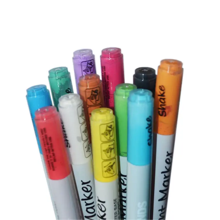 High quality 12 colors Water based Permanent acrylic paint Markers acrylic pen set