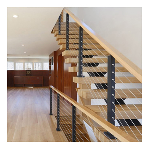 EKOO Hochrangiges schwarzes Drahtseil Edelstahl geländer Balkon Treppen kabel geländer Deck pfosten mit Holz handlauf