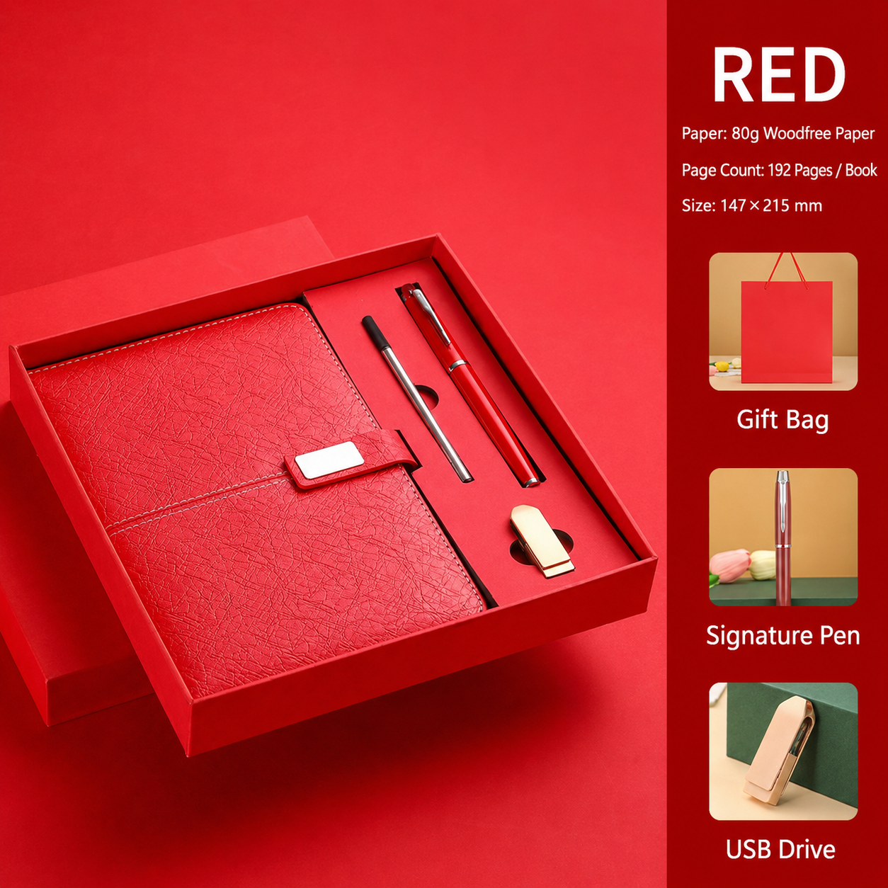 Ensemble rouge avec clé USB