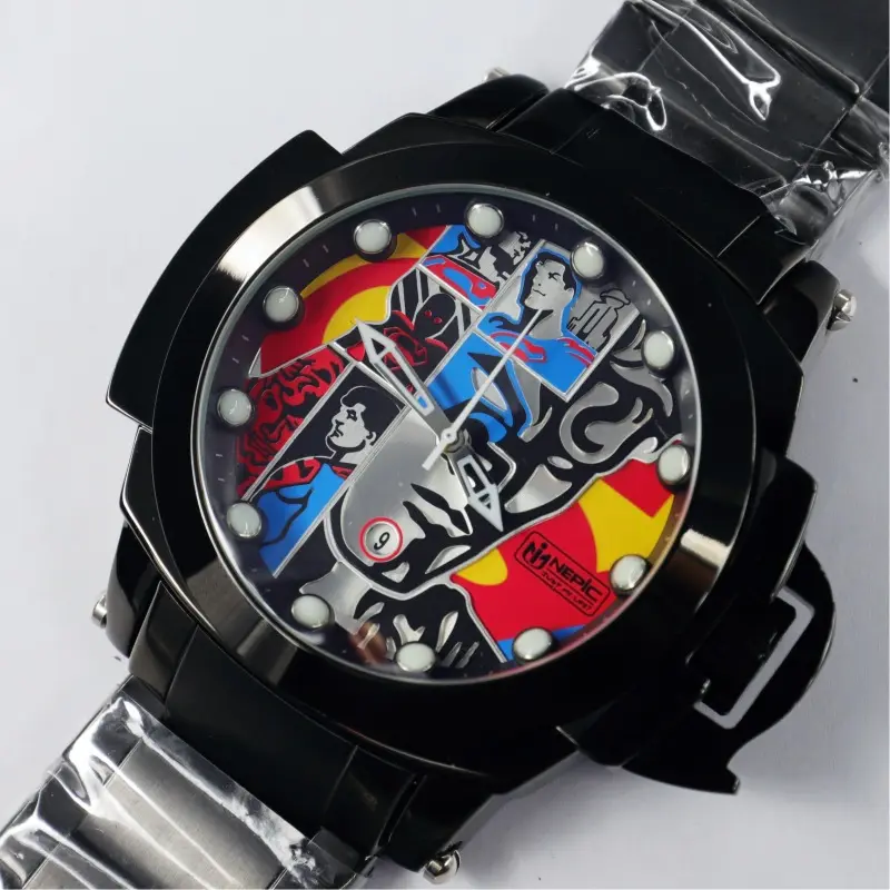 2024 Diseño de personalidad reloj mecánico automático Esfera de color Reloj de moda luminoso Correa negra reloj con logotipo personalizado