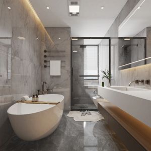 Mármol de piedra moderno de lujo para diseño de baño paredes de suelo de losa grande pulida representaciones 3D impermeables para aplicación de Villa - Product Image 2