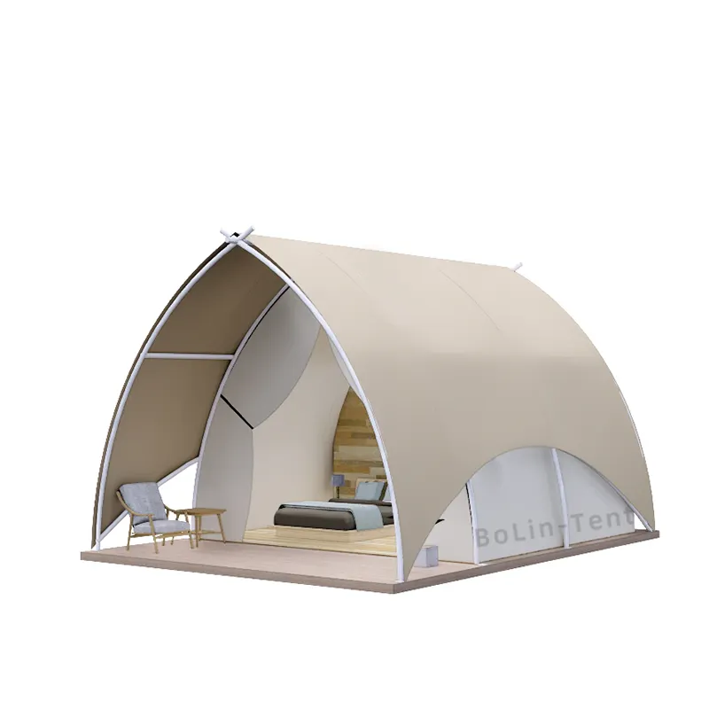 Tente de restaurant en forme de voile dans le désert, tente de camping safari imperméable, tente de glamping pour centre de villégiature