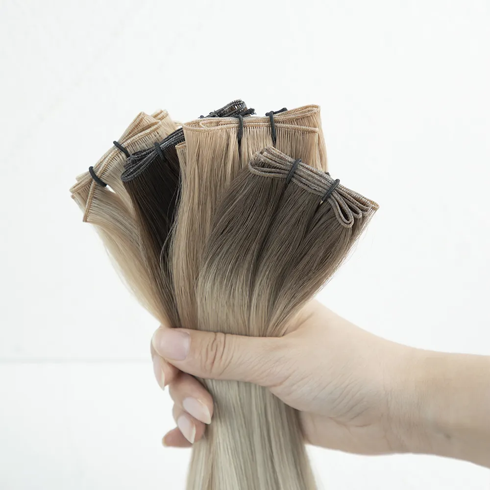 Invisible Genius Weft Russian Real Human Hand Tied Weft Hair 100% Unprocessed Cuticle Aligned Genius Weft Extension