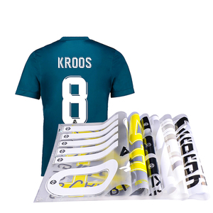 Adesivo de emplastro personalizado, impressão de tela, transferências com nome em ferro, futebol, transferência de calor, etiquetas para roupas de camiseta, jérsei