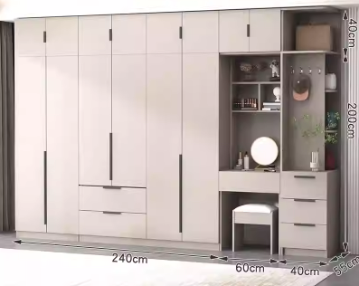 Armoire + coiffeuse + armoire latérale + armoire supérieure
