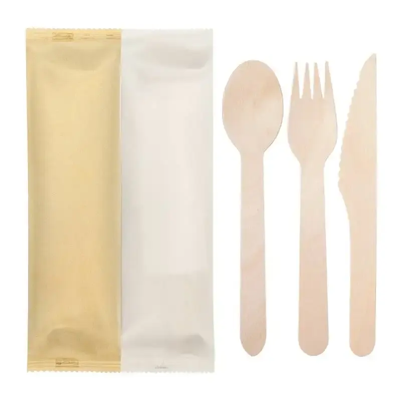 Biodegradable Party Supplies Birch Wood Tableware Disposable Wooden Cutlery Knife Spoon Fork