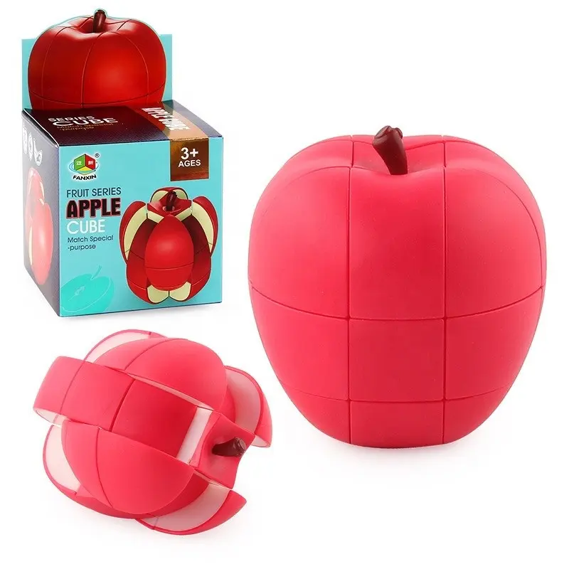 Cubo mágico en forma de manzana 3x3 1:1 Cubo de fruta 3D realista Cubo de rompecabezas en forma especial juguetes educativos para niños