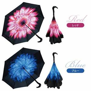 定制标志印花双层全花印花直反伞，内有C形手柄 - Product Image 5