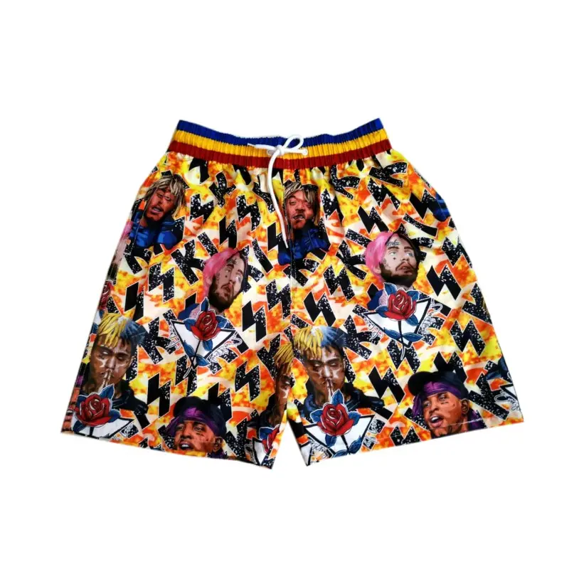 Shorts de praia masculino de poliéster, para praia, estampado, de algodão, gay