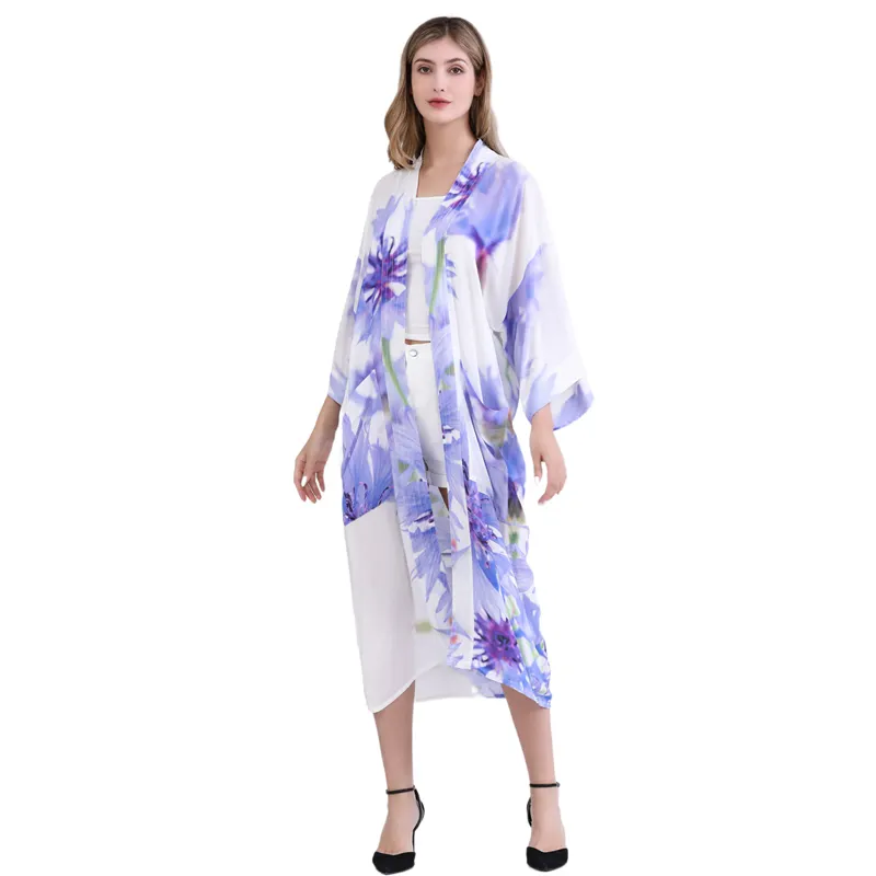 Custom beach cover up long kimono woman long kimono robe cardigan kimono dress