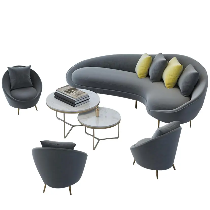 Marchi personalizzati Banana reclinabile Bubble divano di lusso Set mobili morbido Design moderno tessuto in velluto di legno per divano soggiorno